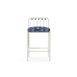 Ostuni Bar Chair – luxury Outdoor Bar Chair in Lacquered Metal, Fabric, Cord by Mediterrazza. Front view showcasing sculptural silhouette and handcrafted Mediterranean design.