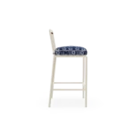 Ostuni Bar Chair – Outdoor Bar Chair in Lacquered Metal, Fabric, Cord by Mediterrazza. Side profile highlighting elegant proportions and artisanal craftsmanship.