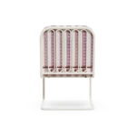 Ostuni Dining Chair by Mediterrazza – Outdoor Dining Chair in Lacquered Metal, Fabric, Cord. Rear view revealing refined construction and distinctive backrest design.