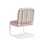 Ostuni Dining Chair Outdoor Dining Chair by Mediterrazza. Back angle view showcasing premium Lacquered Metal, Fabric, Cord finishes and outdoor-grade durability.