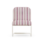 Ostuni Dining Chair – luxury Outdoor Dining Chair in Lacquered Metal, Fabric, Cord by Mediterrazza. Front view showcasing sculptural silhouette and handcrafted Mediterranean design.