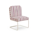 Ostuni Dining Chair by Mediterrazza, Outdoor Dining Chair in Lacquered Metal, Fabric, Cord. Lifestyle front view set in a bespoke Mediterranean outdoor living space.