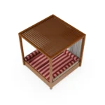 Top-down view of the Paraggi double sunbed by Mediterrazza, showcasing the symmetrical layout of the cushions and the overall footprint of the luxury daybed.