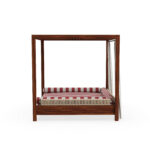 Side profile of the Paraggi double sunbed by Mediterrazza, emphasizing its generous proportions, elegant silhouette, and integrated cord accents.
