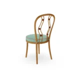 Polignano Dining Chair by Mediterrazza – Outdoor Dining Chair in Iroko Wood, Fabric, Cord. Rear view revealing refined construction and distinctive backrest design.