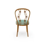 Polignano Dining Chair Outdoor Dining Chair by Mediterrazza. Back angle view showcasing premium Iroko Wood, Fabric, Cord finishes and outdoor-grade durability.