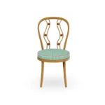 Polignano Dining Chair – luxury Outdoor Dining Chair in Iroko Wood, Fabric, Cord by Mediterrazza. Front view showcasing sculptural silhouette and handcrafted Mediterranean design.