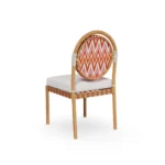 Portofino Dining Chair Outdoor Dining Chair by Mediterrazza. Back angle view showcasing premium Iroko Wood, Fabric, Cord finishes and outdoor-grade durability.