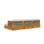Ramatuelle Sofa Outdoor Sofa by Mediterrazza. Back angle view showcasing premium Iroko Wood, Fabric, Cord finishes and outdoor-grade durability.