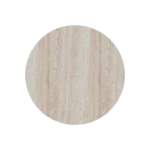 Top-down view of the Ravello dining table, revealing the unique organic textures and natural patterns of the premium travertine slab.