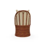 Smeralda Dining Chair by Mediterrazza – Outdoor Dining Chair in Iroko Wood, Fabric, Cord. Rear view revealing refined construction and distinctive backrest design.