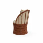 Smeralda Dining Chair Outdoor Dining Chair by Mediterrazza. Back angle view showcasing premium Iroko Wood, Fabric, Cord finishes and outdoor-grade durability.