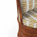 Smeralda Dining Chair by Mediterrazza – close-up of Iroko Wood, Fabric, Cord craftsmanship. Luxury Outdoor Dining Chair detail shot highlighting artisanal cord and frame quality.