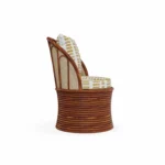Smeralda Dining Chair – Outdoor Dining Chair in Iroko Wood, Fabric, Cord by Mediterrazza. Side profile highlighting elegant proportions and artisanal craftsmanship.