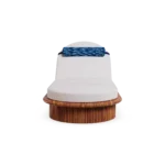 A forward view of the Sóller lounger, where the natural wood grain meets the plush comfort of the Mediterranean-style upholstery.