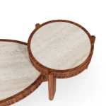 Trapani modular table by Mediterrazza, outdoor side table set in iroko wood with natural stone surfaces and artisanal craftsmanship.