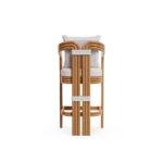 Tropea Bar Chair by Mediterrazza – Outdoor Bar Chair in Lacquered Metal, Fabric, Cord. Rear view revealing refined construction and distinctive backrest design.