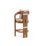 Tropea Bar Chair Outdoor Bar Chair by Mediterrazza. Back angle view showcasing premium Lacquered Metal, Fabric, Cord finishes and outdoor-grade durability.