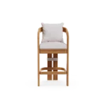 Tropea Bar Chair – luxury Outdoor Bar Chair in Lacquered Metal, Fabric, Cord by Mediterrazza. Front view showcasing sculptural silhouette and handcrafted Mediterranean design.