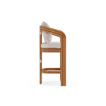 Tropea Bar Chair – Outdoor Bar Chair in Lacquered Metal, Fabric, Cord by Mediterrazza. Side profile highlighting elegant proportions and artisanal craftsmanship.