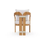 Tropea Dining Chair by Mediterrazza – Outdoor Dining Chair in Lacquered Metal, Fabric, Cord. Rear view revealing refined construction and distinctive backrest design.