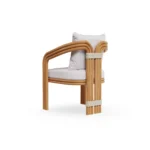Tropea Dining Chair Outdoor Dining Chair by Mediterrazza. Back angle view showcasing premium Lacquered Metal, Fabric, Cord finishes and outdoor-grade durability.