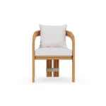 Tropea Dining Chair – luxury Outdoor Dining Chair in Lacquered Metal, Fabric, Cord by Mediterrazza. Front view showcasing sculptural silhouette and handcrafted Mediterranean design.