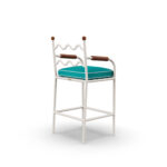 Valldemossa Bar Chair Outdoor Bar Chair by Mediterrazza. Back angle view showcasing premium Lacquered Metal, Synthetic Leather, Cord finishes and outdoor-grade durability.