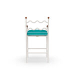 Valldemossa Bar Chair by Mediterrazza – Outdoor Bar Chair in Lacquered Metal, Synthetic Leather, Cord. Rear view revealing refined construction and distinctive backrest design.