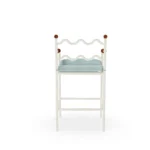 Valldemossa Bar Chair by Mediterrazza – Outdoor Bar Chair in Lacquered Metal, Synthetic Leather, Cord. Rear view revealing refined construction and distinctive backrest design.