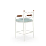 Valldemossa Bar Chair Outdoor Bar Chair by Mediterrazza. Back angle view showcasing premium Lacquered Metal, Synthetic Leather, Cord finishes and outdoor-grade durability.