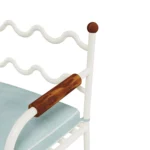 Valldemossa Bar Chair Outdoor Bar Chair detail by Mediterrazza. Material close-up of Lacquered Metal, Synthetic Leather, Cord, embodying Mediterranean outdoor luxury.