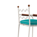 Valldemossa Bar Chair by Mediterrazza – close-up of Lacquered Metal, Synthetic Leather, Cord craftsmanship. Luxury Outdoor Bar Chair detail shot highlighting artisanal cord and frame quality.