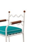 Valldemossa Bar Chair Outdoor Bar Chair detail by Mediterrazza. Material close-up of Lacquered Metal, Synthetic Leather, Cord, embodying Mediterranean outdoor luxury.
