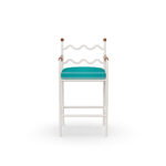 Valldemossa Bar Chair – luxury Outdoor Bar Chair in Lacquered Metal, Synthetic Leather, Cord by Mediterrazza. Front view showcasing sculptural silhouette and handcrafted Mediterranean design.