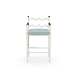 Valldemossa Bar Chair – luxury Outdoor Bar Chair in Lacquered Metal, Synthetic Leather, Cord by Mediterrazza. Front view showcasing sculptural silhouette and handcrafted Mediterranean design.