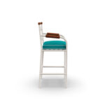 Valldemossa Bar Chair – Outdoor Bar Chair in Lacquered Metal, Synthetic Leather, Cord by Mediterrazza. Side profile highlighting elegant proportions and artisanal craftsmanship.