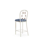 Vernazza Bar Chair Outdoor Bar Chair by Mediterrazza. Back angle view showcasing premium Iroko Wood, Fabric, Cord finishes and outdoor-grade durability.