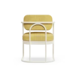 Zagaleta Dining Chair by Mediterrazza – Outdoor Dining Chair in Iroko Wood, Fabric, Cord. Rear view revealing refined construction and distinctive backrest design.