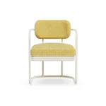 Zagaleta Dining Chair – luxury Outdoor Dining Chair in Iroko Wood, Fabric, Cord by Mediterrazza. Front view showcasing sculptural silhouette and handcrafted Mediterranean design.