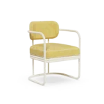 Zagaleta Dining Chair by Mediterrazza, Outdoor Dining Chair in Iroko Wood, Fabric, Cord. Lifestyle front view set in a bespoke Mediterranean outdoor living space.