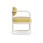 Zagaleta Dining Chair – Outdoor Dining Chair in Iroko Wood, Fabric, Cord by Mediterrazza. Side profile highlighting elegant proportions and artisanal craftsmanship.