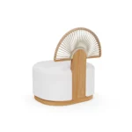 Antibes Armchair Outdoor Armchair by Mediterrazza. Back angle view showcasing premium Iroko Wood, Textile, Cord finishes and outdoor-grade durability.