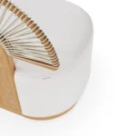 Antibes Armchair by Mediterrazza – close-up of Iroko Wood, Textile, Cord craftsmanship. Luxury Outdoor Armchair detail shot highlighting artisanal cord and frame quality.