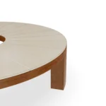 Benissa table by Mediterrazza, modular coffee table in handcrafted iroko wood with ceramic top, celebrating Mediterranean craftsmanship.
