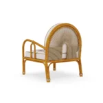 Cyclades Armchair Outdoor Armchair by Mediterrazza. Back angle view showcasing premium Iroko Wood, Textile, Cord finishes and outdoor-grade durability.