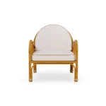 Cyclades Armchair – luxury Outdoor Armchair in Iroko Wood, Textile, Cord by Mediterrazza. Front view showcasing sculptural silhouette and handcrafted Mediterranean design.
