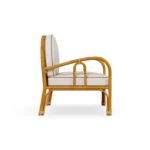 Cyclades Armchair – Outdoor Armchair in Iroko Wood, Textile, Cord by Mediterrazza. Side profile highlighting elegant proportions and artisanal craftsmanship.