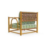 Comporta Armchair Outdoor Armchair by Mediterrazza. Back angle view showcasing premium Iroko Wood, Fabric, Leather, Cord finishes and outdoor-grade durability.