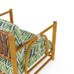 Comporta Armchair by Mediterrazza – close-up of Iroko Wood, Fabric, Leather, Cord craftsmanship. Luxury Outdoor Armchair detail shot highlighting artisanal cord and frame quality.